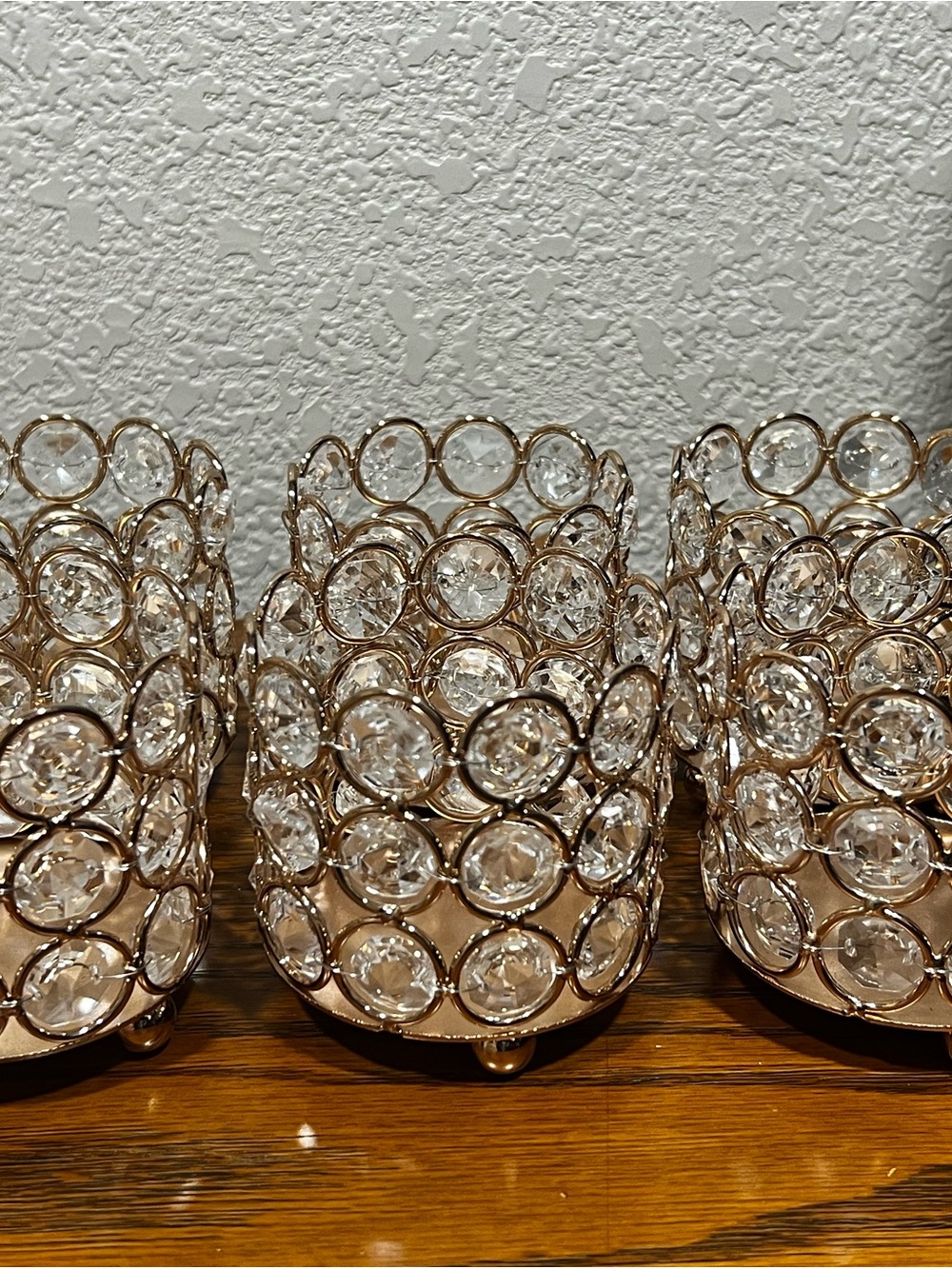 Crystal Look Tea Light Candle Holder - Rose gold/ clear (set of 6)